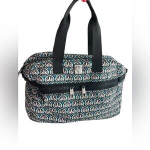 BRIGHTON Jetsetter Duffel – Black/White/Teal Nylon, OS, Lightweight, EUC, Travel